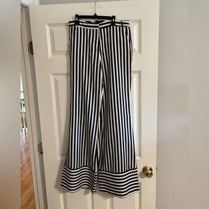 fab'rik Black and White Vertical Stripe Wide-Leg Pants